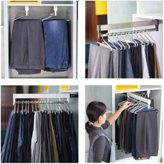 Floor-Standing Solid Wood Rotating Coat Rack，Adjustable Steel Clothes Rail - Extendable 30-80cm Garment Organizer for Closet Storage, Heavy-Duty 25kg Load Capacity, Space-Saving Hanger Rack