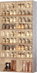 Portable shoe rack organizer, suitable for the entrance of the closet, stackable storage cabinet for sports shoes, shoe cabinet with magnetic transparent doors, large plastic storage container box (with lid), with 5 layers, can hold 20 pairs of shoes