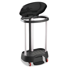 Administrative series floor-standing clothing storage basket / laundry basket, with front locking casters, capacity 30 gallons, black, without handle cover, suitable for hospitals / medical laboratories / commercial premises