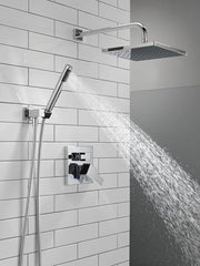 Square shower head set, rain shower head and handle set made of brushed nickel material, valve cover kit, 10 inches, stainless steel