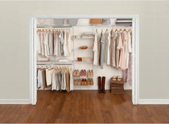 Rubbermaid Configurations Custom Closet Kit 4-8 Ft. Adjustable Metal Wire Shelving White Finish Expandable Organization System Hardware Included for Home Closet/Pantry/Laundry/Mudroom