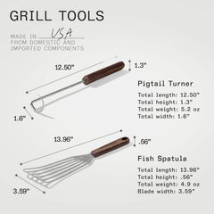 4-piece frying pan set - includes frying pan spatula, workbench scraper, fish spatula and pigtail flipper - brown linen micro-carbon fiber handle