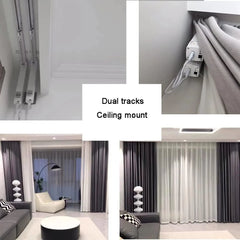 Electric Smart Curtains System, Automatic Curtain Opener, Motorized Curtains Rod with Remote, Compatible with Alexa/Google Home/Tuya App (Up to 204inches)