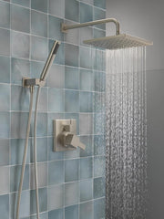 Square shower head set, rain shower head and handle set made of brushed nickel material, valve cover kit, 10 inches, stainless steel