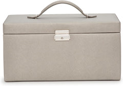 Medium-sized jewelry box, made of tin - 28 compartments, 10 spaces for storing rings, 20 slots for ear piercings + 10 compartments for storing necklaces - Includes a handbag