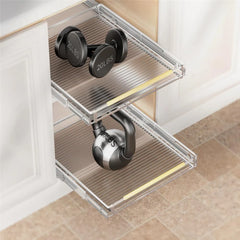 Adjustable sliding cabinet shelves, 3 pieces. Large drawer-style cabinet storage box, storage organizer under the kitchen sink. Bottom-mounted baskets, suitable for kitchens and bathrooms.