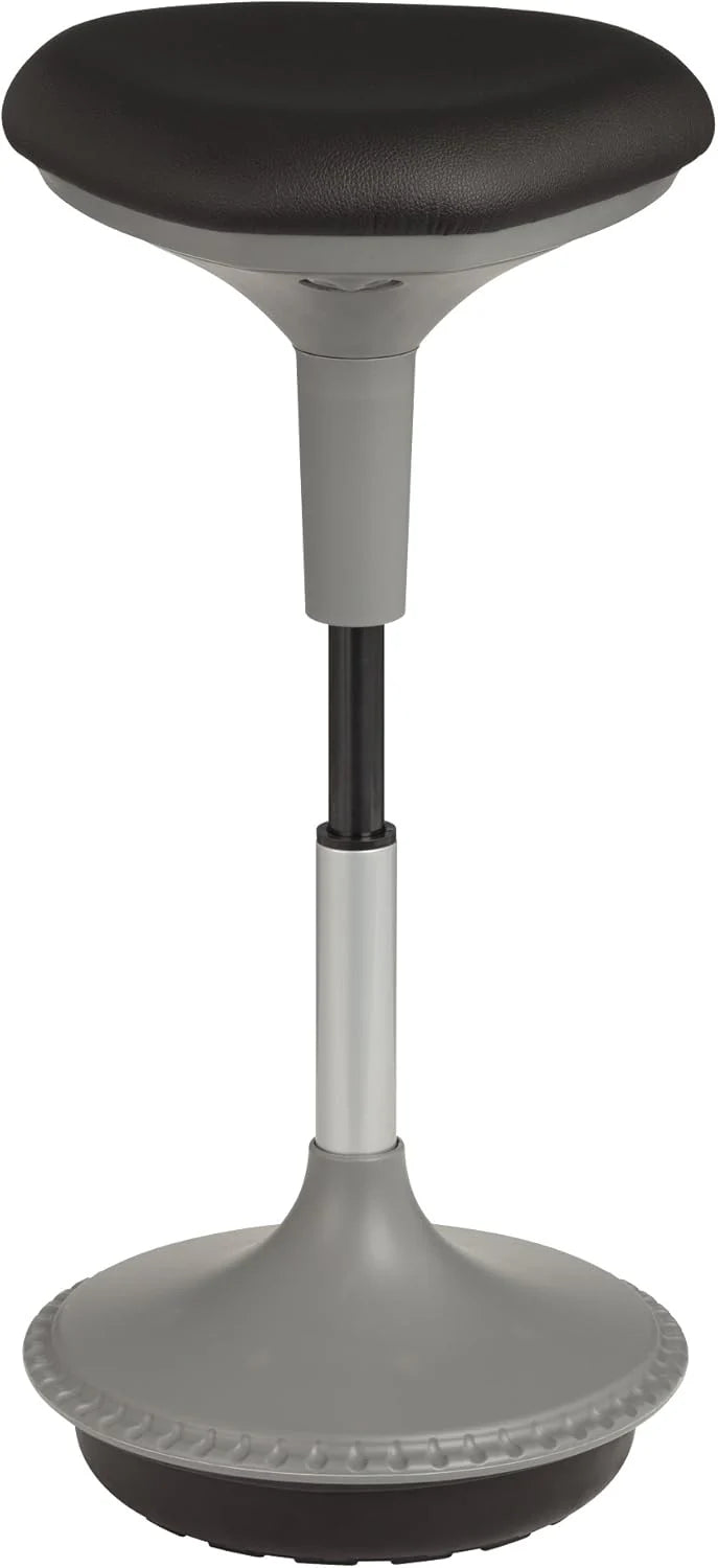Adjustable-height office desk and active learning stools for classrooms, foam-filled backless rocking stools with rocking function, in gray color