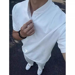 Men's Stand Collar Short Sleeve Slim Fit Polo Shirt