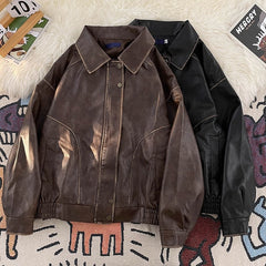 Men's Distressed Faux Leather Moto Jacket
