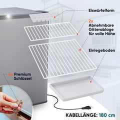 Stillstern Mini Gefrierschrank (42L) -18°C, Eiswürfelschale, Schloss, Türanschlag wechselbar, 4-Sterne Tiefkühlschrank für Camping/Büro Gefriertruhe