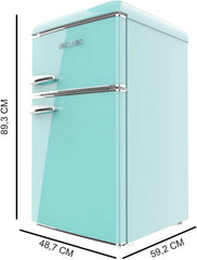 Cecotec Nevera Pequeña - Frigorífico 2 Puertas - Retro 86L - Bolero CoolMarket 2D Origin 86 Green E. 89,3cm de Alto y 48,7cm de Ancho, Clase