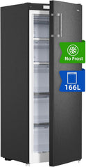 CHiQ FSD166NE4E Gefrierschrank 166 L, No Frost Technologie, Wechselbarer Türanschlag, Schwarzer Edelstahl, 144cm Höhe