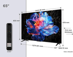 TCL 65V6C Televisor 65 Pulgadas 4K Smart TV LED, HDR, Google TV, Dolby Audio, Alexa y Google Assistant, Chromecast Built-in, Motion Clarity