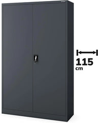 Jan Nowak Metallschrank Jan II 185 x 115 x 40 cm - Aktenschrank abschließbar mit 2 Türen, Mehrzweckschrank mit 5 Ebenen, Büroschrank aus Stahlschrank