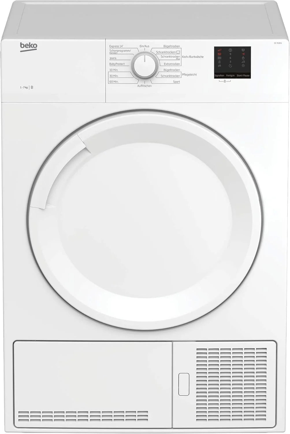 Beko DC 7130 N b100 Kondenstrockner, 7 kg, Elektronische Feuchtemessung, Automatischer Knitterschutz, AquaWave-Schontrommel, 15 Programme, Express